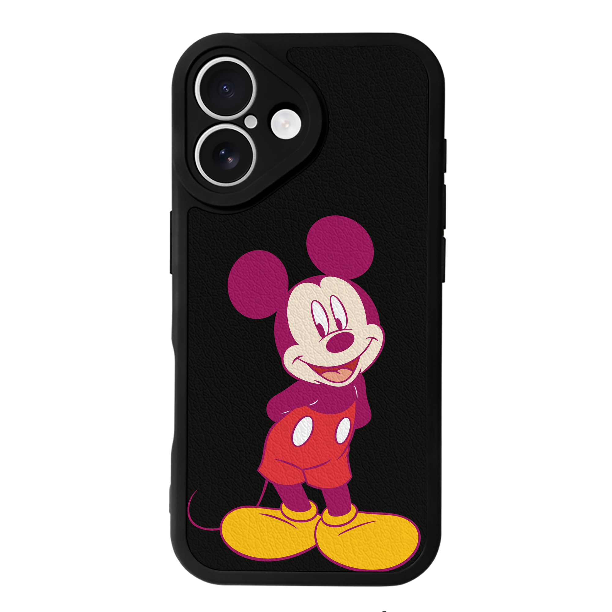 （画像用） ミッキーマウス Mickey Mouse 【iPhone 16シリーズ対応】シリコンスマホケース（レザー調） 材質：シリコン
